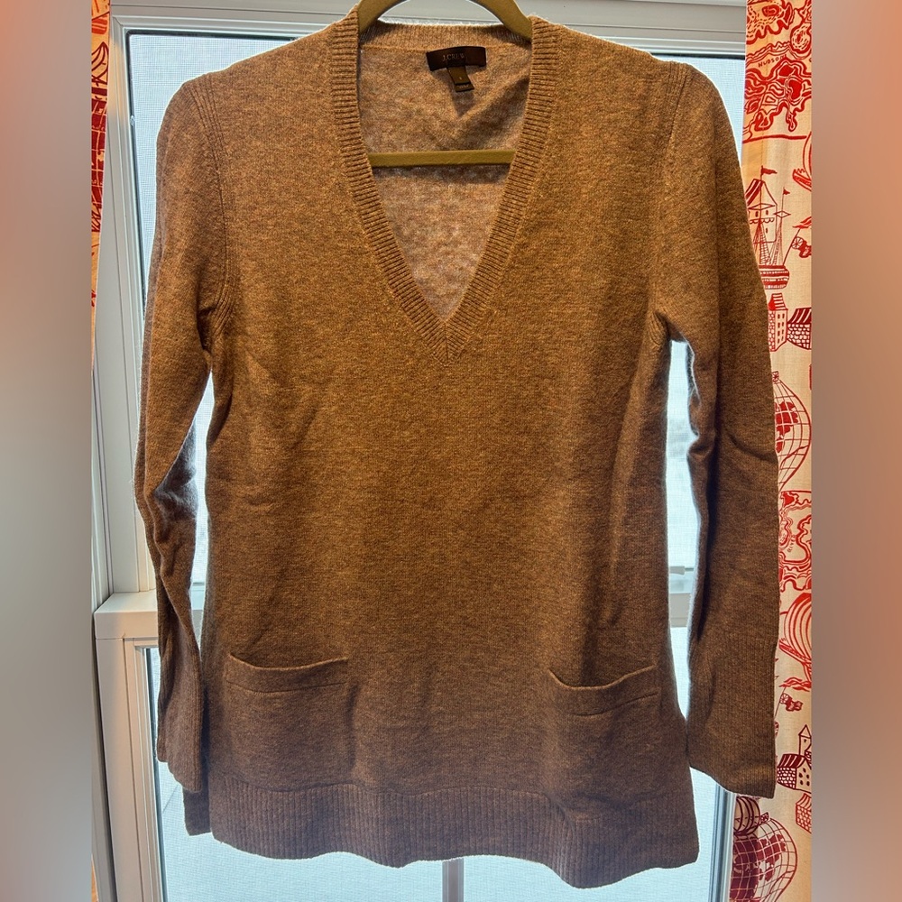 J Crew heathered brown/blue/purple wool and nylon tunic